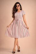 Veloura Blush Stripe Flare Dress