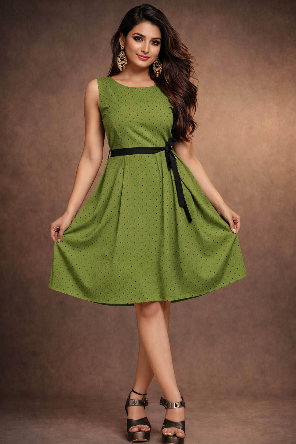 Veloura Olive Grace Flare Dress