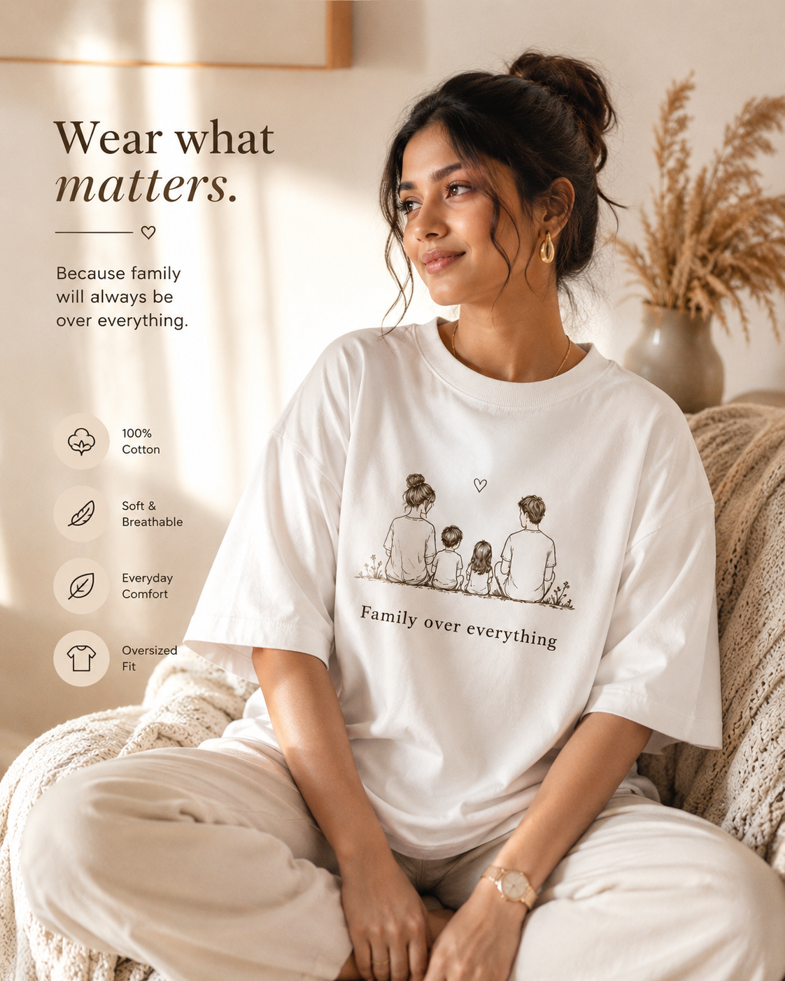 Family Over Everything – Unisex Oversized Tee