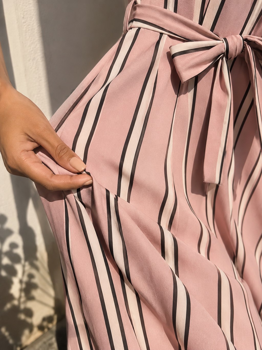 Veloura Blush Stripe Flare Dress