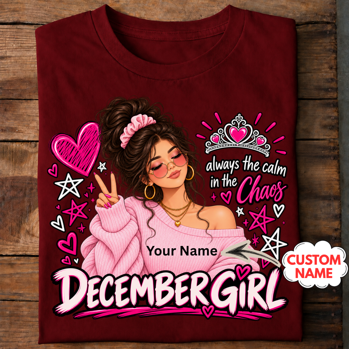 December Girl Custom Name T-Shirt