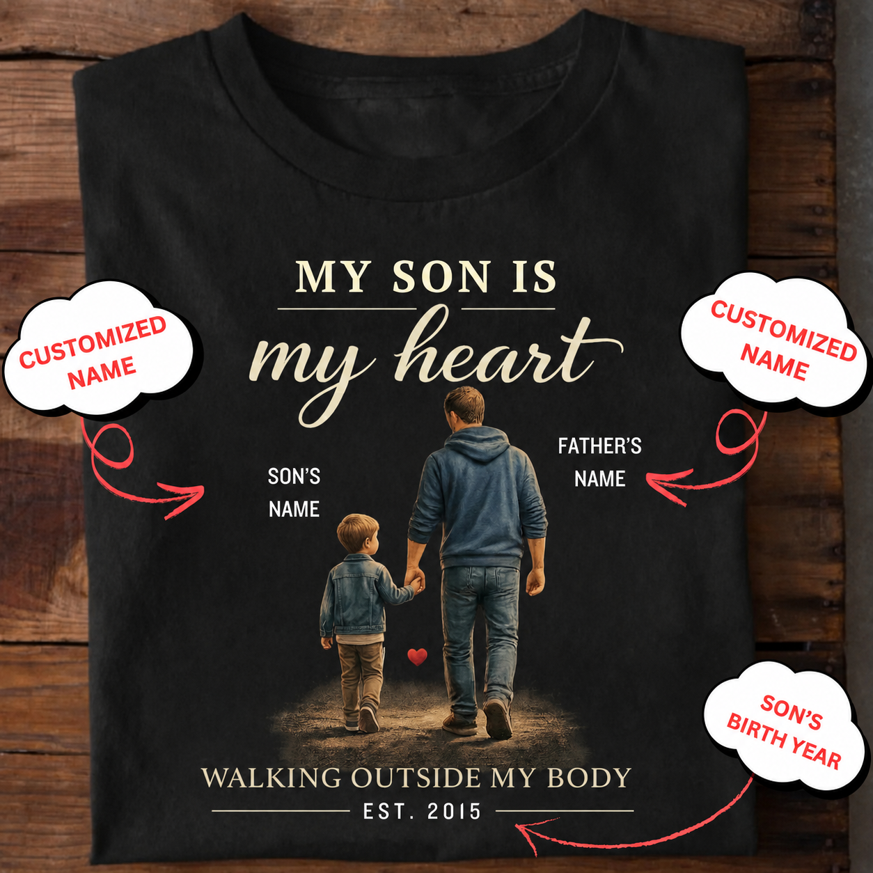 Veloura™ Personalized Father-Son Heartwalk T-Shirt