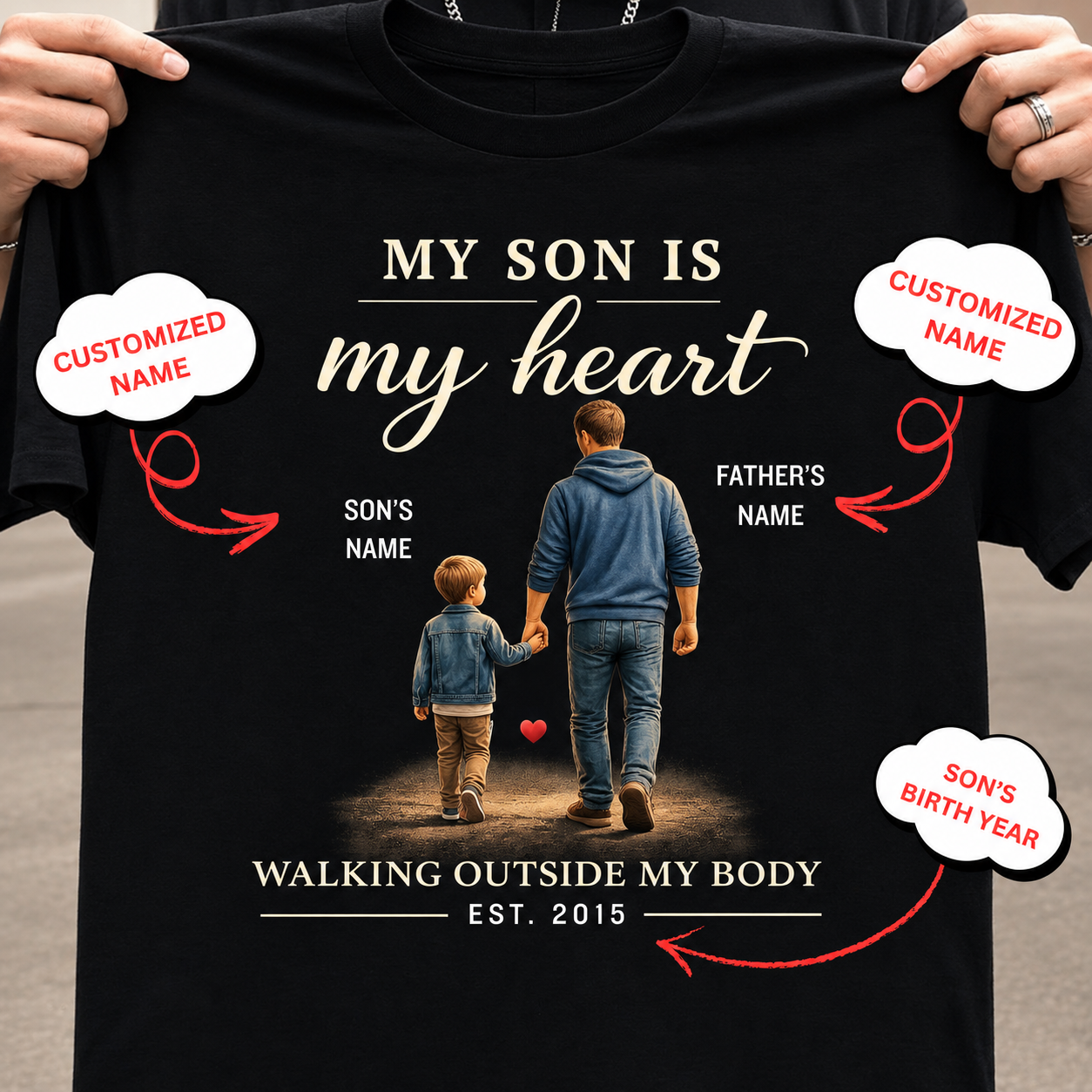 Veloura™ Personalized Father-Son Heartwalk T-Shirt