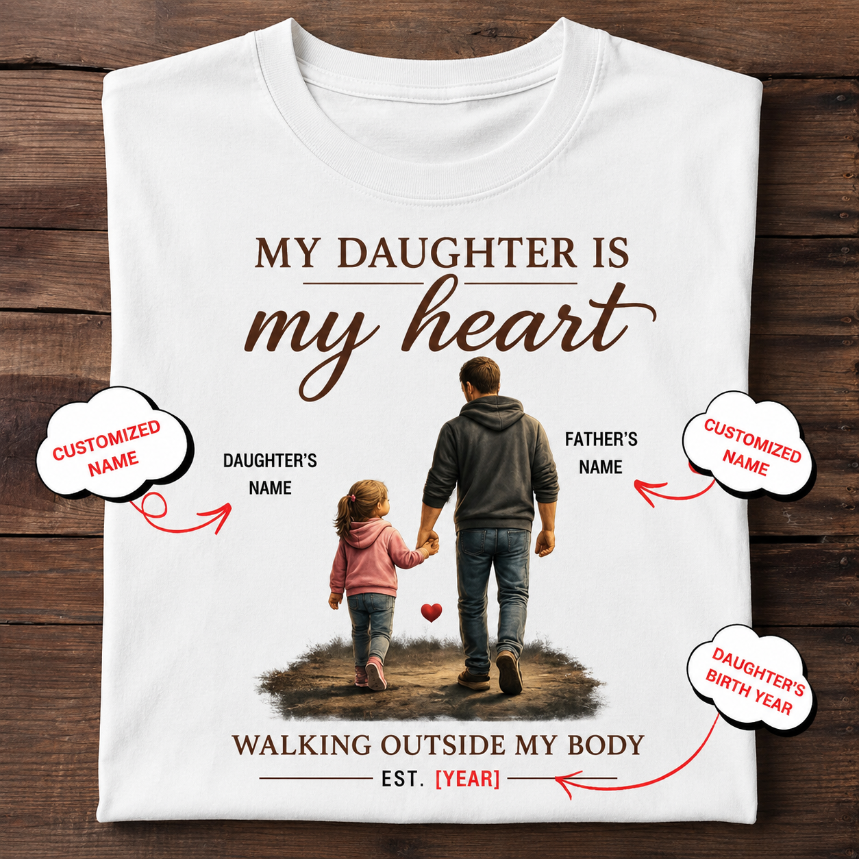 Veloura™ Personalized Father-Daughter Heartwalk T-Shirt