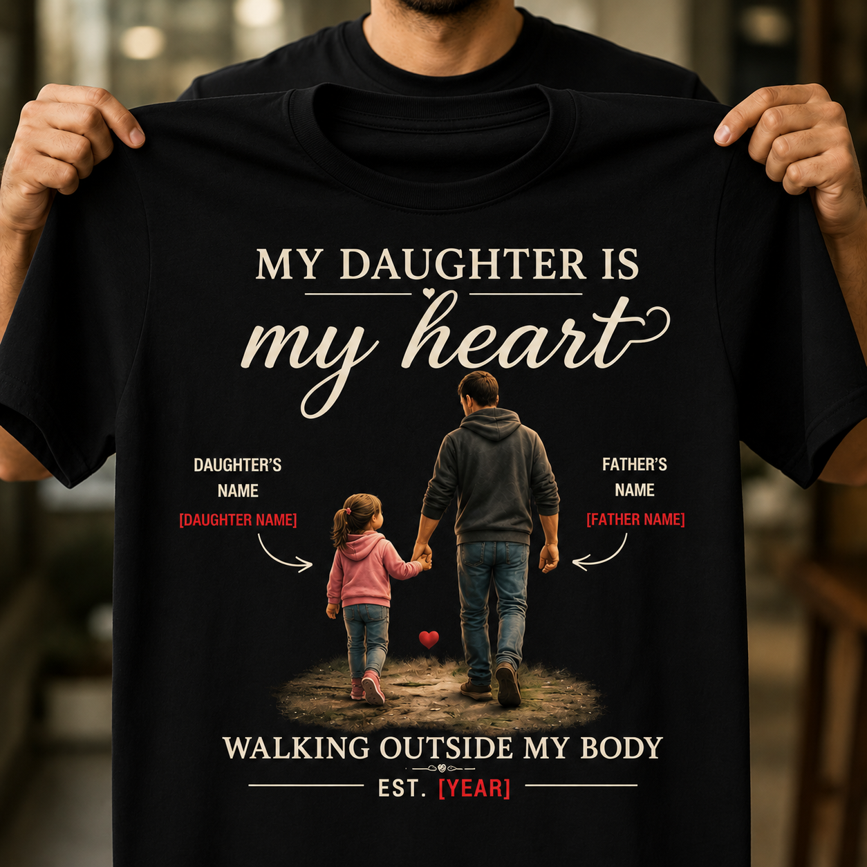 Veloura™ Personalized Father-Daughter Heartwalk T-Shirt