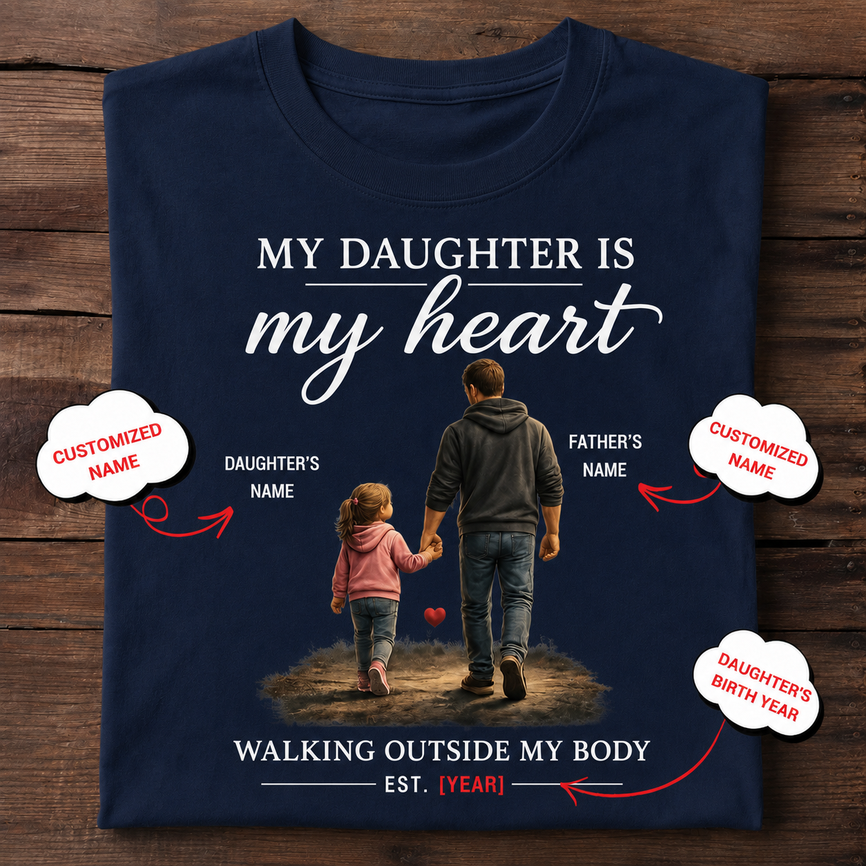 Veloura™ Personalized Father-Daughter Heartwalk T-Shirt