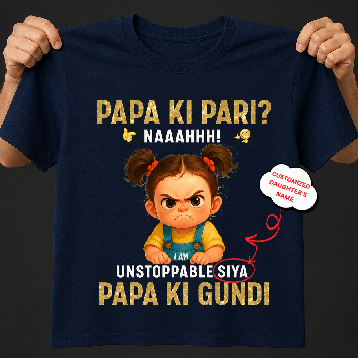 Veloura™ Papa Ki Gundi Personalized Daughter T-Shirt