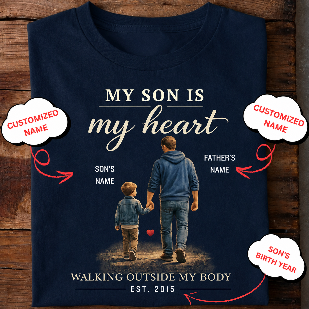 Veloura™ Personalized Father-Son Heartwalk T-Shirt