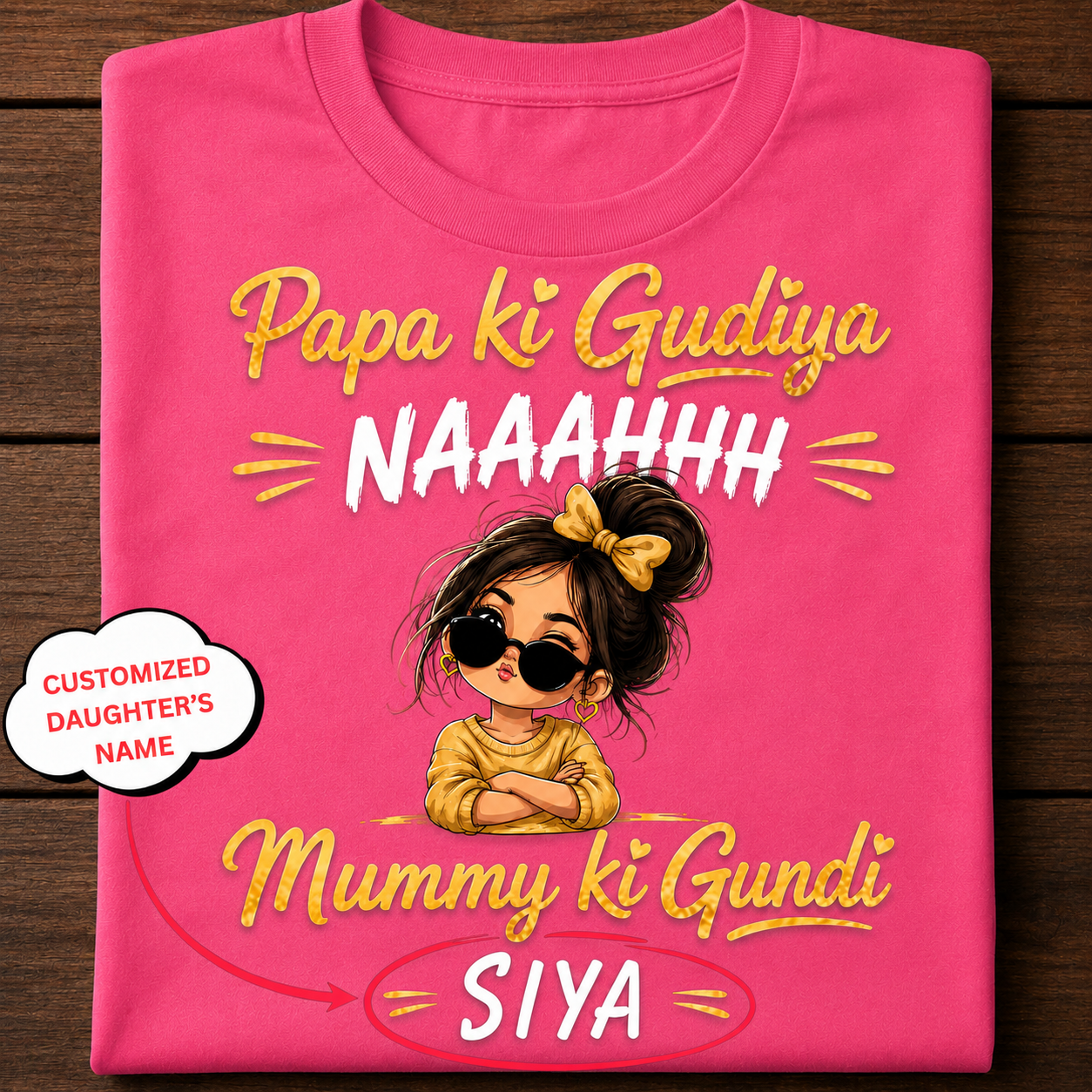 Mummy Ki Gundi Personalized Daughter T-Shirt