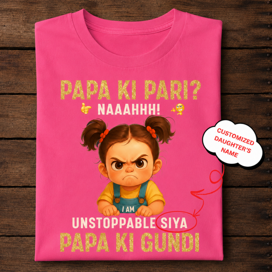 Veloura™ Papa Ki Gundi Personalized Daughter T-Shirt