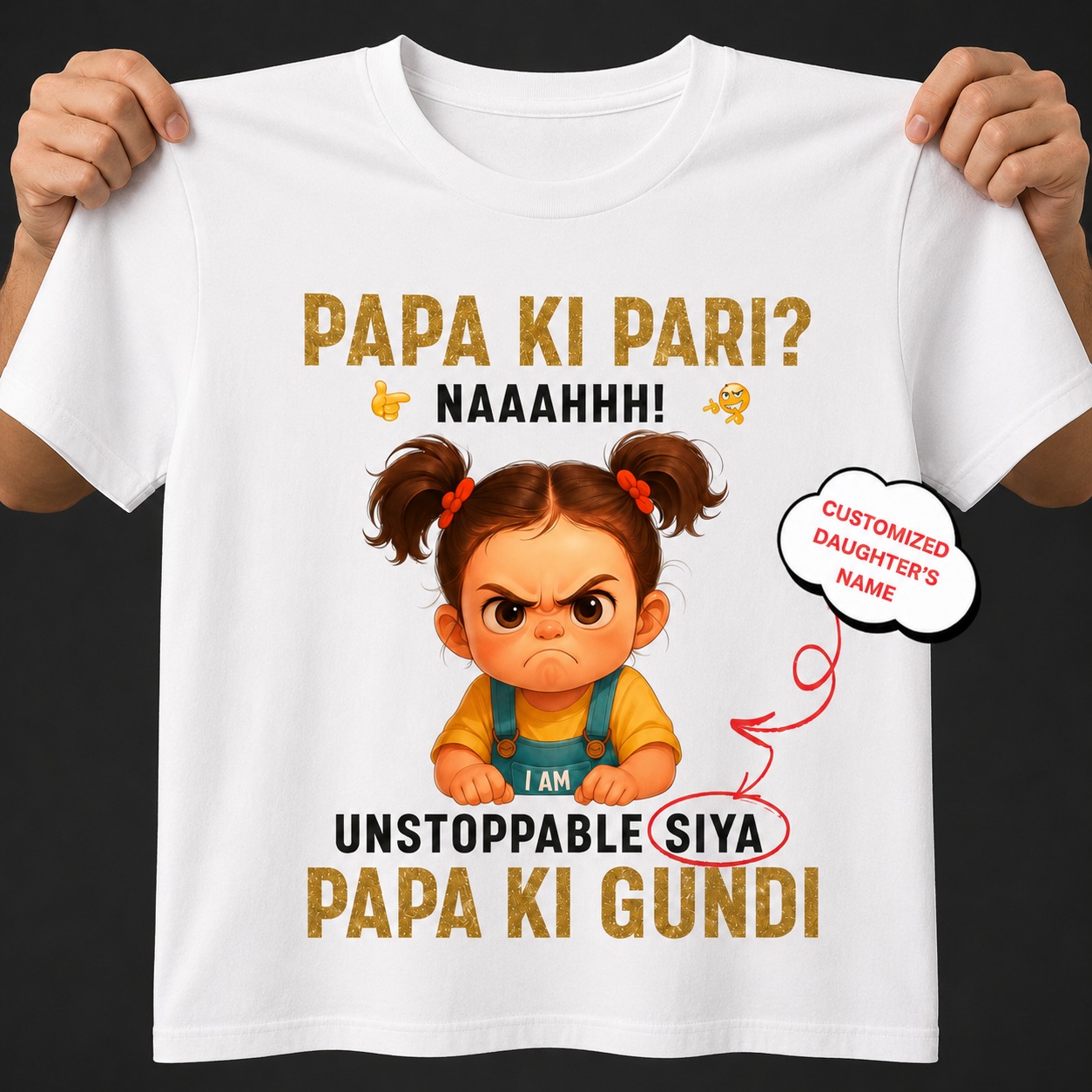 Veloura™ Papa Ki Gundi Personalized Daughter T-Shirt