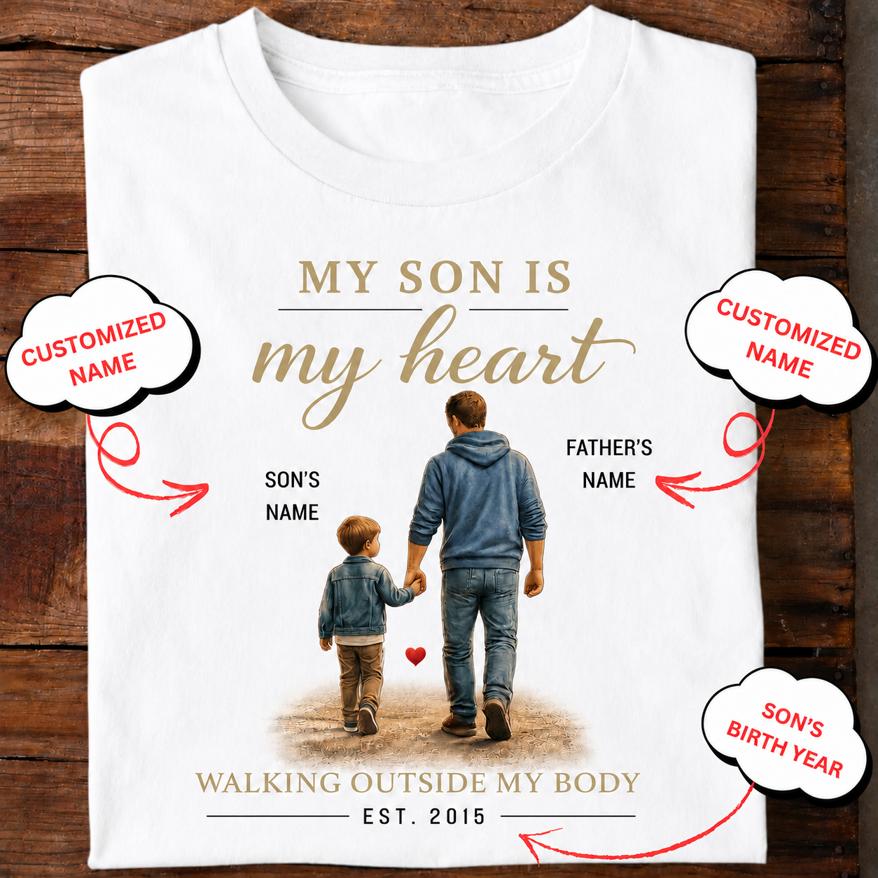 Veloura™ Personalized Father-Son Heartwalk T-Shirt